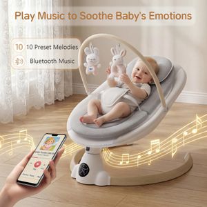 Portable Electric Baby Bouncer Swing – Bluetooth, 5 Speeds, 10 Lullabies, Wood