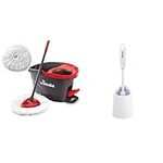 Vileda EasyWring Microfibre Spin Mop & Bucket Floor Cleaning System (EasyWring System + 1 Refill) & 148221 Deluxe Toilet Brush