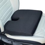 CareFoam Memory Foam Car Seat Cushion | Wedge Design with U-Shaped Cut-Out | Ideal for Long Drives & Daily Commutes | Relieves Back & Tailbone Pain | 17 x 13 x 3 Inch | Black Mesh