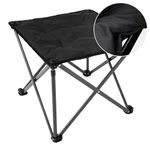 FUNDANGO Camping Stool Padded Large Folding Stools for Adults with Carry Bag Compact Portable Chair for Camping Fishing Foldable Stool Hold Up 150 KG (1 Pack, Black)
