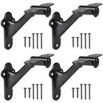 RealPlus Handrail Bracket, 3 Inch Staircase Hand Rail Brackets for Stair Railing with Screws, Black (Pack of 4)