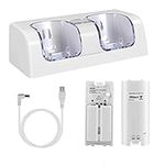 OSTENT Charger Dock Station + 2 Battery Packs Compatible for Nintendo Wii Remote Controller Color White