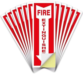 OLANZU Pack of 12 Fire Extinguisher Stickers 4"x 12"- 5 Mil Vinyl - Fire Extinguisher Sign for business with Arrow- Durable Self Adhesive, Weatherproof and UV Protected-Ideal for Office, Home and Outdoor places