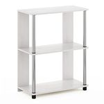 Furinno Jaya Simple Design 3-Tier Bookcase / Bookshelf / Display Rack with Stainless Steel Tubes, White Oak