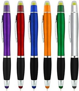 Bible Highlighter with Pen and Stylus Combo, Comes in an array of bright colors, Multi-Color, Pack of 12