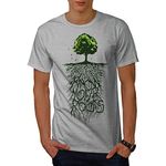 Wellcoda Earth Tree Roots Nature Mens T-Shirt, Detailed Design Print Tee Grey M