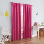 Eclipse Kendall Modern Blackout Thermal Rod Pocket Window Curtain for Bedroom or Living Room (1 Panel), 42" x 63", Rasberry