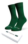 ONESCK Super Soft Cotton Dress Socks Vibrant Plain Colours for Men (Dark Green, 7-12)