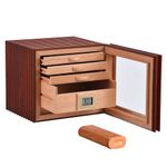 Cigar Cabinet Humidor by Spanish Cedar with 4+1 Drawers,Crystal Gel Humidifiers&Storage Case,Easy Humidification System,Accurate Digital Hygrometer,Magnetic Seal-Streak Small