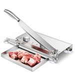 BAOSHISHAN Manual Frozen Meat Slicer & Bone Cutter, Heavy Duty Stainless Steel Rib Chopper for Small Pork Ribs, Chicken Legs, Fish. Stable Suction Base, Adjustable Deli Slicing Machine for Home