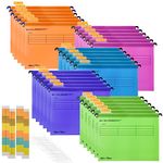 A4 Suspension Files, MerryNine 30PCS Polypropylene Filing Cabinet Suspension Files with Tabs and Card Inserts for School Home Work Office Organization (30, Mixed Color)