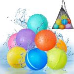 Reusable Water Balloons, 2024 Upgrade Non-Removable Magnetic Water Balloon for Kids Ages 3-5, 4-8, 8-12, Refillable Self Sealing Water Bombs Splash Balls Toys for Pool, Beach, Summer Party Fun-8 Pack