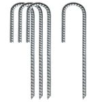 Ground Stakes Rebar, Tent Stakes Galvanized Steel Ground Anchors Garden Staples Landscape Pins Heavy Duty J Hook Tents Pegs for Canopies Camping Trampolines Car Ports Swing Sets 12'' 4 Pack