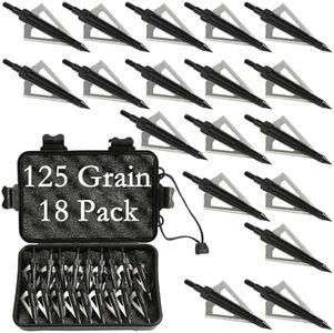 Aiskaer 18 Pack Hunting Broadheads, 125 Grain Arrow Heads Hunting, 3 Blades Archery Broadheads Archery Arrows Hunting Points Metal Tips for Compound Bow and Traditional Bow