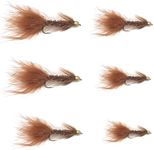 Conehead Wooly Bugger Fly Fishing Flies for Trout and Other Freshwater Fish - One Dozen Wet / Streamer Flies (Brown, 4)