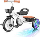 Umatoll Tricycle for Toddlers 2-5 Year Old, Ajustable Toddler Bike Outdoor Toys, Birthday Gift for Boy Girl Age 2-4, Trike with Light up Wheels