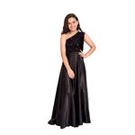 TILISM Girl Long Dresses One Shoulder Gown, Women Part Outfit,Wedding Dress, Cocktail Gown, Floor Length Maxi Dress (7-8Y) Black