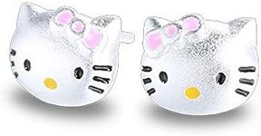 findout Children Girls Sterling Silver Hello Kitty cat Love Fashion Earrings For Women Girls Children.(f1759), Crystal