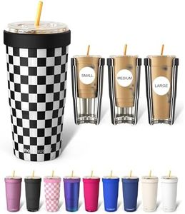 Frost Buddy Togo Buddy 30 oz Stainless Steel Vacuum Insulated Tumbler To Go Coffee Cup - Iced Coffee Sleeve, Travel Mug, Thermal Cup for Hot & Cold Drinks, Dunkin Cup (B&W Checkered)