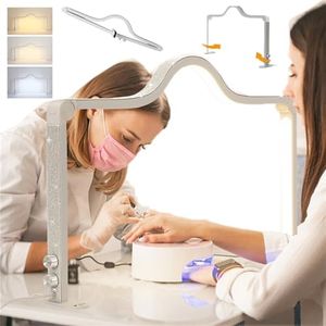 Desk Lash Lamp for Eyelash Extension,Square Foldable Nail Desk Lamp for Nail Tech,Led Nail Desk Lamp for Nails,Led Manicure Desk Lamp | Tattoo Light | Lash Tech Light with 3 Color Dimmable,White