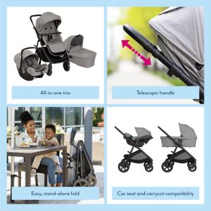 Graco Near2Me DLX Trio Travel System – Ash Grey