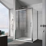 ELEGANT 1000 x 700mm Modern Sliding Shower Enclosure Cubicle 8mm Safety Easy Clean Glass Reversible Wetroom Shower Sliding Door + Side Panel