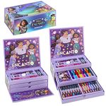 Encanto Kids 43pc Colouring Art Stationery Set with Watercolour Felt Tip Pens Crayons and Pencils Travel Set for Children