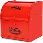 Widousy 2 Layer Metal Bread Boxes, Bread Box Storage Bin Kitchen Container with Roll Top Lid Iron Countertop Containers Metal Food Storage Bread Keeper Large Capacity Home Kitchen Counter（Red）