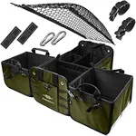 DURABLEZ 4 Compartment Separable Collapsible Foldable Car Trunk Storage Organizer for SUV Minivan Truck Sedan - XXL, Military Green