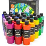 Shuttle Art Acrylic Paint Set, 24 Colours Acrylic Paints Bottle(250ml/8.45oz), Rich Pigmented Acrylic Paints, Bulk Painting Supplies for Artists, Beginners and Kids on Rocks Crafts Canvas Wood Ceramic