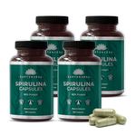 Saptamveda Natural Spirulina Capsules 2000mg(120 Capsules) (Pack of 4)-Plant-Based Superfood Supplement for Men and Women | Rich in Protein, Vitamins & Antioxidants Supports Immune System and Wellness