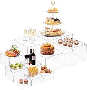 10 PCS Buffet Risers, Large Food Risers for Buffet Table, Food Display Risers for Party, White Acrylic Boxes Dessert Table Display Set, Risers Display Stands (Size 10" 9" 8" 7" 6" 5" 5" 4" 4" 3", Transparent)