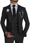 Wangyue Mens Black Suit 3 Piece Sli