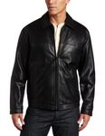 Perry Ellis Men's Lambskin Leather Open Bottom Jacket, Black, Medium