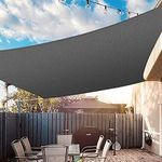 UIRWAY Sun Shade Sail 6.5' x 10' Rectangle Canopy, 95% UV Block, 185GSM Breathable Sun Shade Sail for Patio, Garden, Pergola, Backyard, Outdoor Pools, Carport - Anthracite