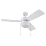 Honeywell Ceiling Fans Barcadero, 44 Inch Contemporary Indoor LED Ceiling Fan with Light, Pull Chain, Dual Mounting Options, Dual Finish Blades, Reversible Motor - 51475-01 (Bright White)