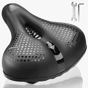 TOSUOD Bike Seat Comfortable Bicycle Saddle for Men Women Wide Bicycle Seat Cushion Memory Foam Padded Soft Bike Seat Saddle Universal Fit for Exercise Stationary Bikes Road City Mountain Bikes Black