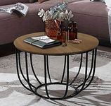 Priti Engineered Wood Indiana Bowed Round Coffee Table (Black)