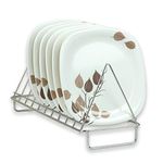 Golden Fish White Base Leaves Printed Square Melamine Small Serving Plates (Set of 6 ; 7 Inches)