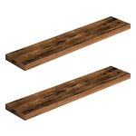 HOOBRO Floating Shelves, Wall Shelf Set of 2, 100 cm Hanging Shelves with Invisible Brackets, for Bathroom, Bedroom, Toilet, Kitchen, Office, Living Room Decor, Rustic Brown BF100BJP201G2