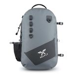 Xelfly Waterproof Fishing Backpack with Rod Holder, Inflatable Air Valve, Gear Loops, Submersible Zipper (Gray), Gray, Modern