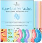 PLANTIFIQUE Superfood Under Eye Patches - 12 Pairs Under Eye Masks for Puffy Eyes and Dark Circles - Eye Gel Patches with Collagen, Hyaluronic Acid and Green Tea - Eye Mask Skincare