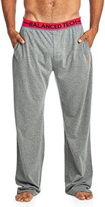 Balanced Tech Men's Solid Cotton Knit Pajama Lounge Pants - Medium Heather Grey/Red - Small