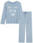 Amorbella Cooling Bamboo Pyjamas for Women PJs for Hot Flashes Nightwear (Dusty Blue, Medium)