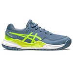 ASICS Kid's Gel-Resolution 9 Grade School Tennis Shoes, 4H, Steel Blue/Hazard Green