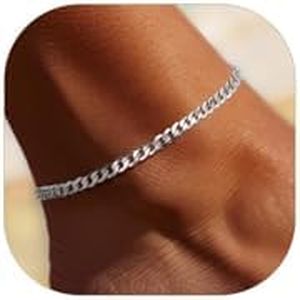 Silver Ankle Bracelets for Women 925 3mm Foot Chain Cuban Link Anklets Sterling Silver Anklet