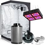 BloomGrow 48''x48''x80'' 600D Mylar Grow Tent + 6'' Fan Filter Duct Combo + 600W Full Spectrum LED Light Indoor Grow Tent Complete Kit