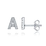 PAVOI 925 Sterling Silver CZ Simulated Diamond Stud Earrings Fashion Alphabet Letter Initial Earrings - A