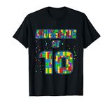 10 Years Old Birthday Gift Age 10 Build Blocks Bricks Theme T-Shirt