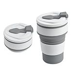 GDLPZM Collapsible Coffee Cup, Reusable Coffee Cup, 350 ml Portable Food Grade Silicone Cups BPA Free Travel Mugs (Grey)